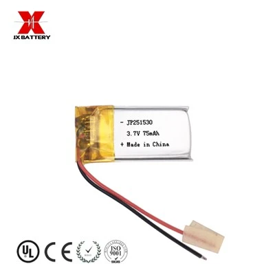OEM ODM Lipo Roj Teeb JP251530 3.7v 75mah Roj Teeb Nrog Pcb